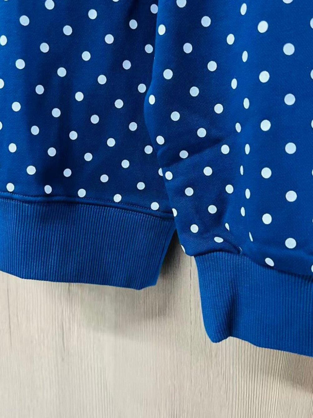 PARKE Blue Polka Dot Mock Neck Sweatshirt - Picture 4 of 6